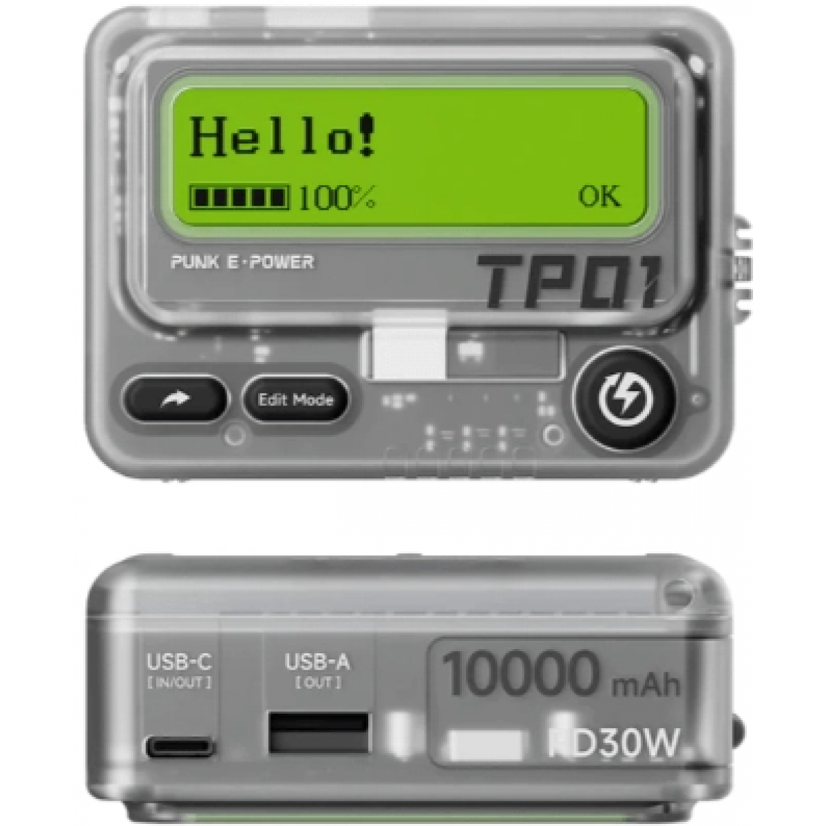 Trozk TP01-10-30W 10000mAh Call機移動電源 (星月白): 復古BB機設計、PD30W雙向快充